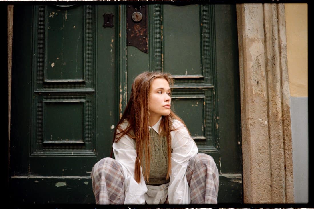 Fashion photography of a woman wearing free people clothes