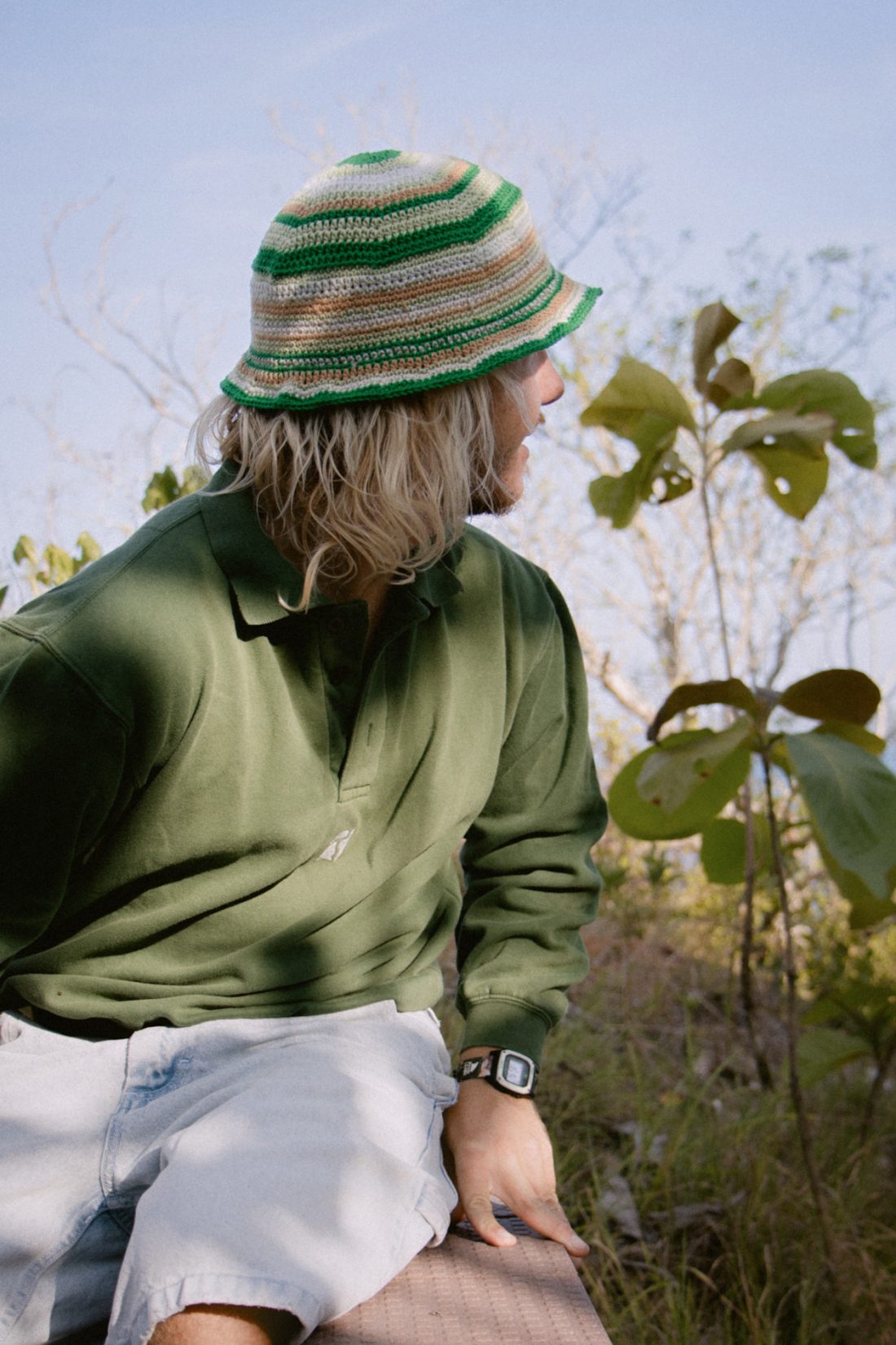 Fashion photography of man with a bucket hat