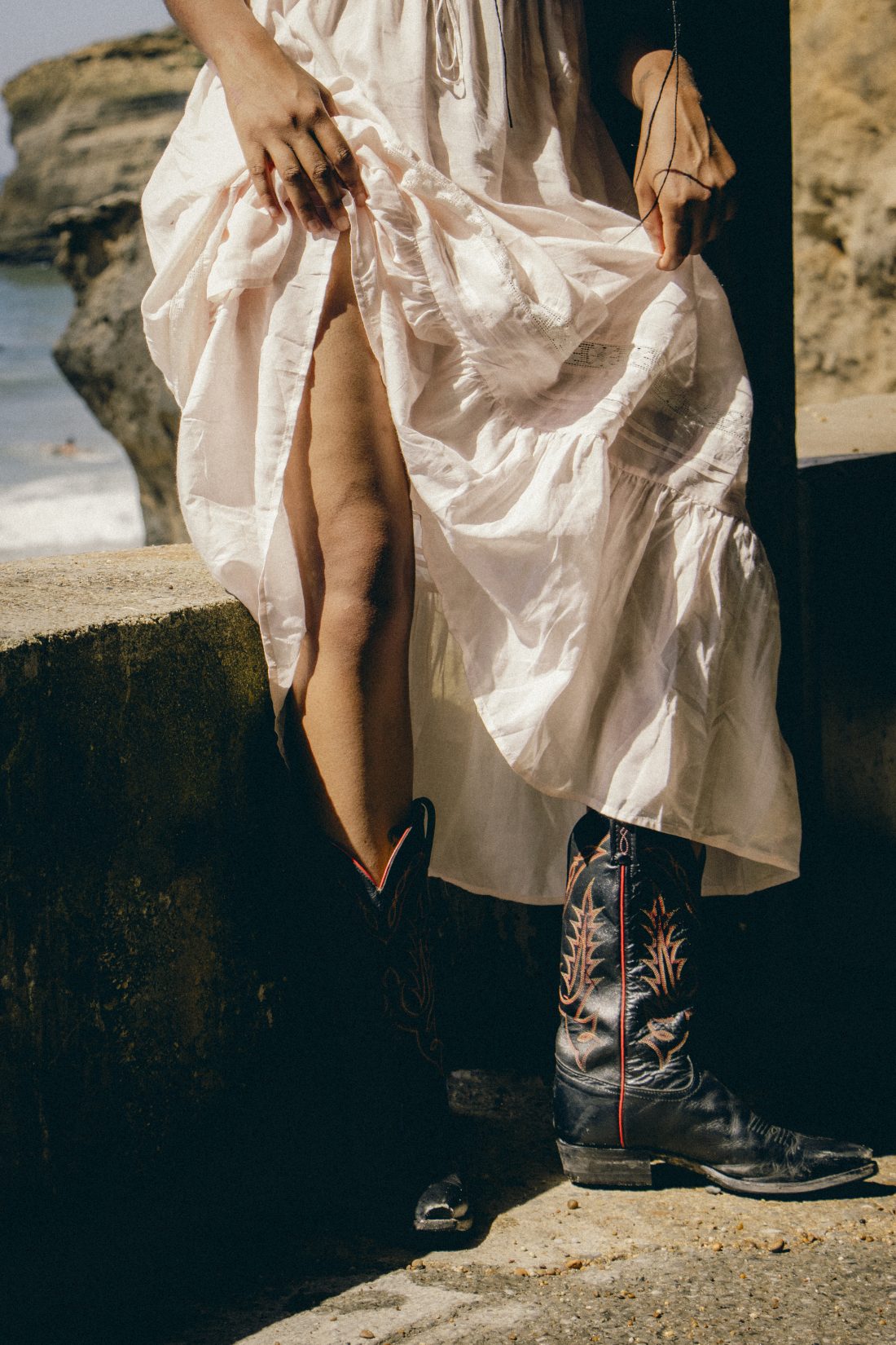 Fashion photography and editorial style — woman wearing cowgirl style in Biarritz