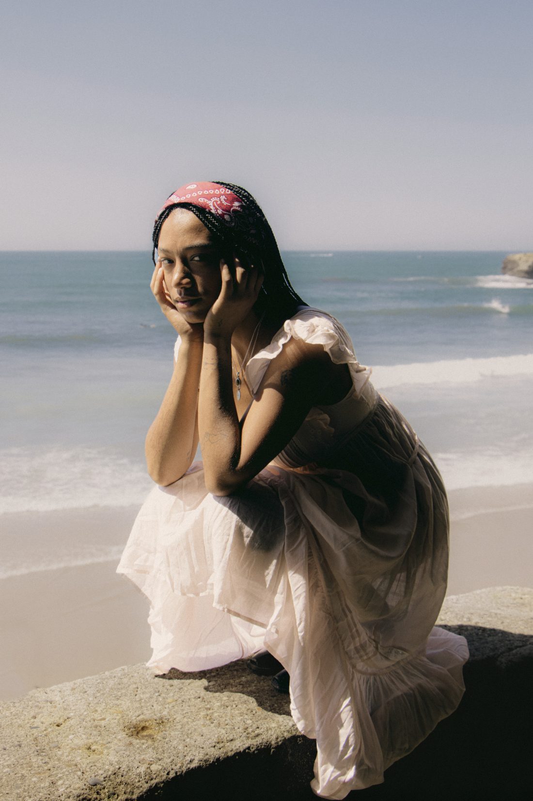 Fashion photography and editorial style — a woman wearing cowgirl clothes in Biarritz